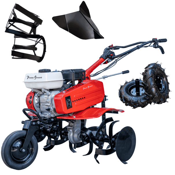 Motoazada Gasolina OHV 208cc 7-7,5cv pico 90cm + Kit Agricola + Helicoidales - Powerground 700 SC90III