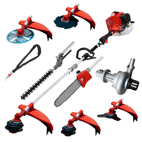 Desbrozadora 8 en 1 52cc 2cv PowerGround Blademaster Multifunción Profesional con Bomba de impulsar agua