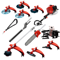 Desbrozadora 10 en 1 62cc 4cv PowerGround Blademaster Multifunción Profesional con Cuchillas Helicoidales