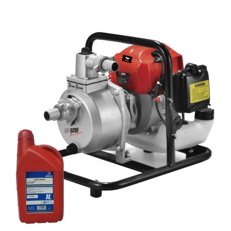 Motobomba gasolina 7.000L/h PowerGround WP-5200 + Aceite 2 Tiempos 1L - Pack Profesional Agricultura y Riego