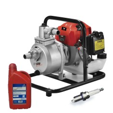 Motobomba gasolina 7.000L/h PowerGround WP-5200 + Aceite 2 Tiempos 1L + Bujía – Pack Profesional Agricultura y Riego