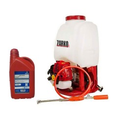 Sulfatadora de Mochila a Gasolina Zarko 20L 25cc + Aceite Profesional 2T 1L – Pulverizador de Alta Resistencia