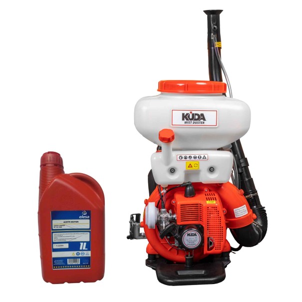 Sulfatadora de Gasolina KUDA Mist Duster 42cc 14L Polvo y Líquido + Aceite Profesional 2T 1L – Atomizador Multifunción