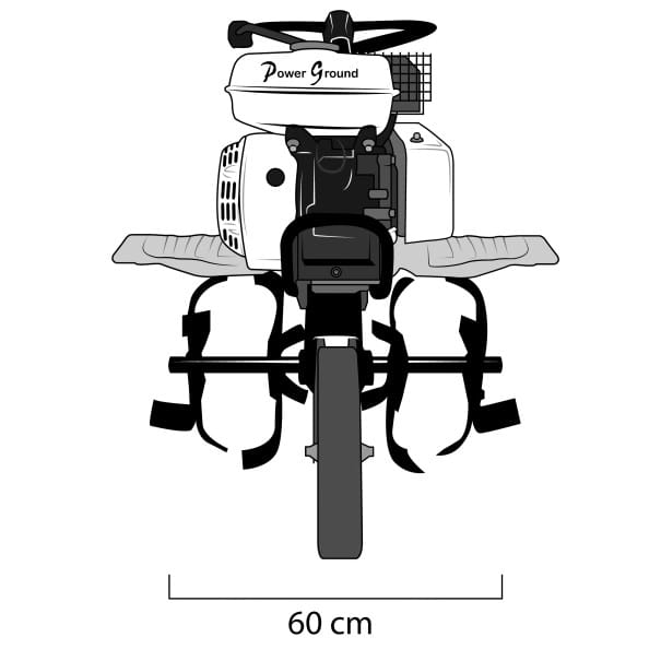 Motoazada gasolina OHV 208cc 7-7,5CV 90cm + Kit agrícola - Powerground 700 SC90III