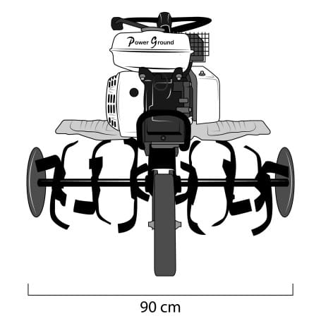 Motoazada gasolina OHV 208cc 7-7,5CV 90cm + Kit agrícola - Powerground 700 SC90III