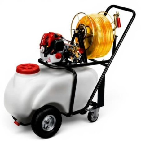 Sulfatadora de carretilla 26cc 50L - PowerGround KS50C con 30m Manguera-Lanza Largo Alcance-Pistola y Pulverizadora