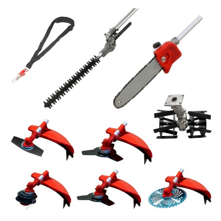 Desbrozadora 8 en 1 62cc 4cv PowerGround Blademaster Multifunción Pro. con Cuchillas Helicoidales