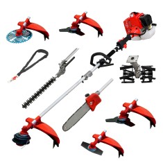Desbrozadora 8 en 1 62cc 4cv PowerGround Blademaster Multifunción Pro. con Cuchillas Helicoidales