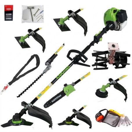 Desbrozadora Multifunción Profesional Gasolina 8 en 1 62cc 4cv - Kapotha Ultimate con cuchillas helicoidales