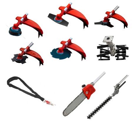 Desbrozadora 8 en 1 62cc 4cv PowerGround Blademaster Multifunción Pro. con Cuchillas Helicoidales