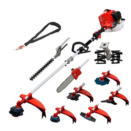 Desbrozadora 8 en 1 62cc 4cv PowerGround Blademaster Multifunción Pro. con Cuchillas Helicoidales
