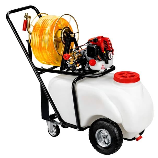 ¡Caja Deteriorada! Sulfatadora de carretilla 26cc 50L -KUDA con 25M Manguera-Lanza Largo Alcance-Pulverizadora.
