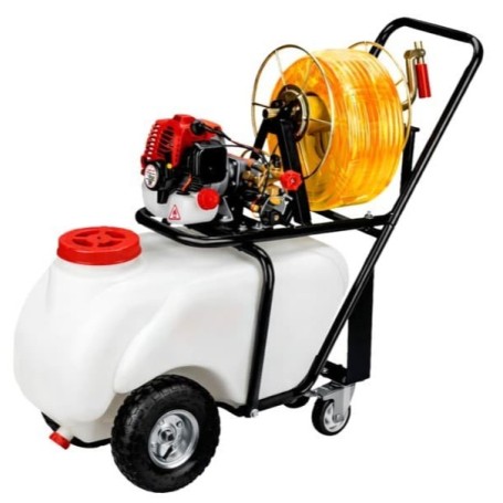 ¡Caja Deteriorada! Sulfatadora de carretilla 26cc 50L -KUDA con 25M Manguera-Lanza Largo Alcance-Pulverizadora.