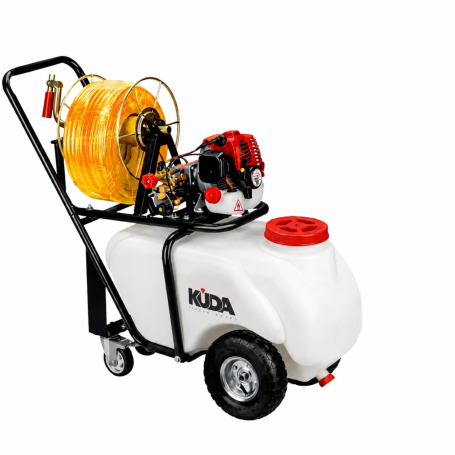 ¡Caja Deteriorada! Sulfatadora de carretilla 26cc 50L -KUDA con 25M Manguera-Lanza Largo Alcance-Pulverizadora.