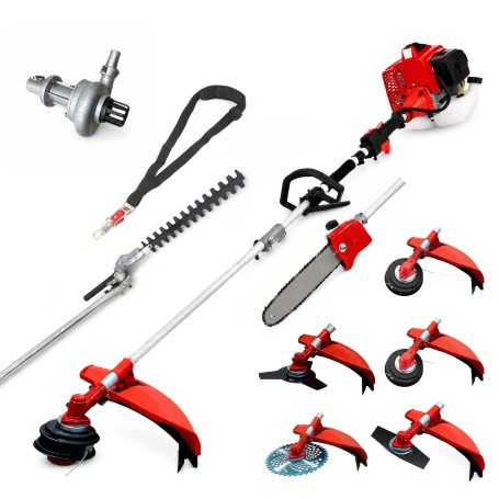 Desbrozadora 8 en 1 62cc 4cv PowerGround Blademaster Multifunción Profesional con Bomba de impulsar agua