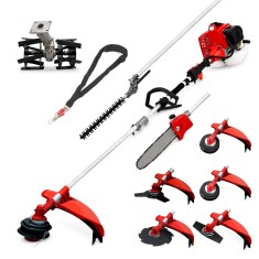 Desbrozadora 8 en 1 62cc 4cv PowerGround Blademaster Multifunción Pro. con Cuchillas Helicoidales
