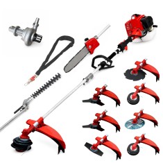Desbrozadora 10 en 1 62cc 4cv PowerGround Blademaster Multifunción Prof. con Bomba de impulsar agua