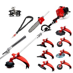 Desbrozadora 10 en 1 62cc 4cv PowerGround Blademaster Multifunción Profesional con Cuchillas Helicoidales