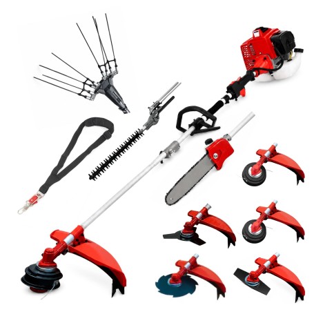 Desbrozadora 8 en 1 62cc 4cv PowerGround Blademaster Multifunción Profesional con Vareador