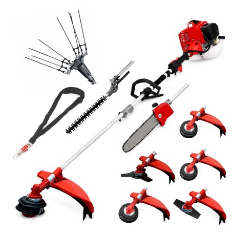 Desbrozadora 8 en 1 62cc 4cv PowerGround Blademaster Multifunción Profesional con Vareador