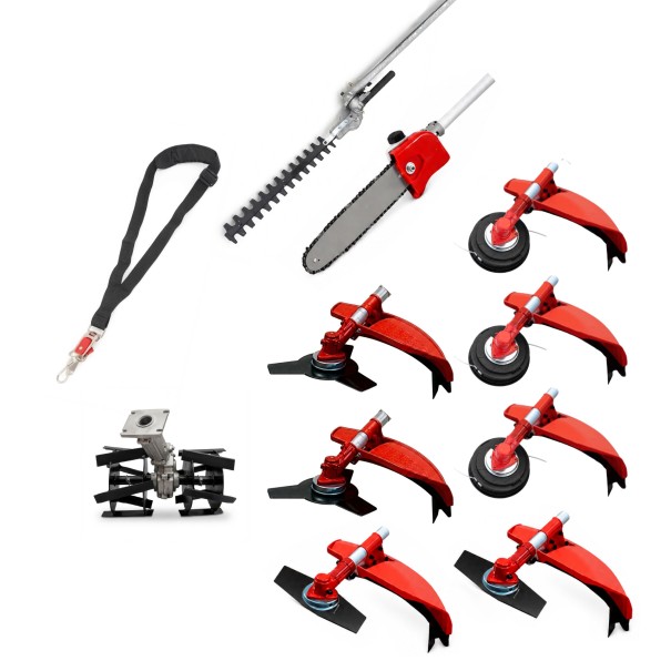 Desbrozadora 10 en 1 62cc 4cv PowerGround Blademaster Multifunción Profesional con Cuchillas Helicoidales
