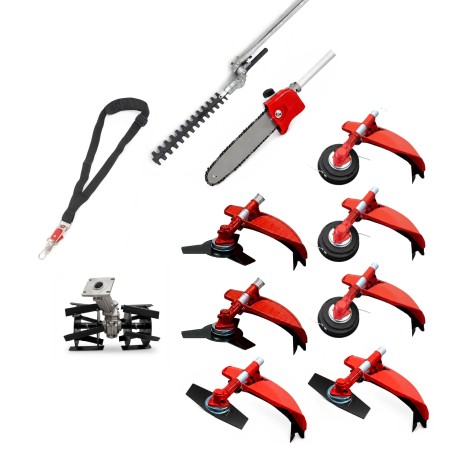 Desbrozadora 10 en 1 62cc 4cv PowerGround Blademaster Multifunción Profesional con Cuchillas Helicoidales