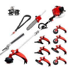 Desbrozadora 10 en 1 62cc 4cv PowerGround Blademaster Multifunción Profesional con Cuchillas Helicoidales