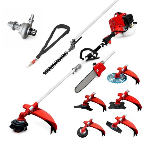 Desbrozadora 8 en 1 62cc 4cv PowerGround Blademaster Multifunción Profesional con Bomba de impulsar agua